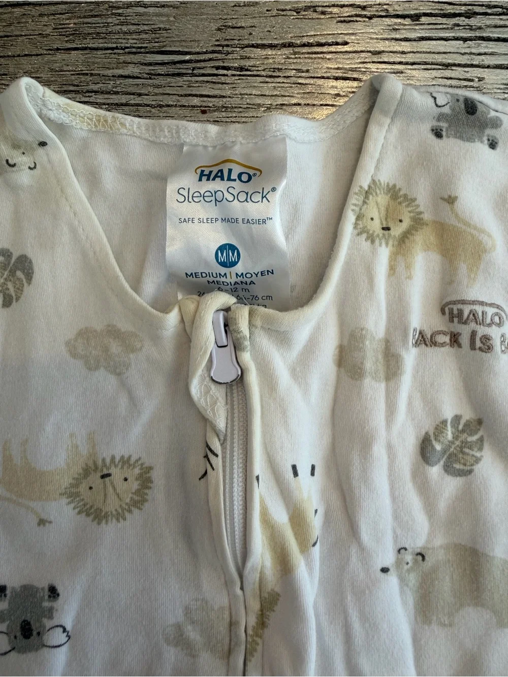 Halo 100% Cotton 0.5 TOG Sleepsack Wearable Blanket - Animal Print - Size M